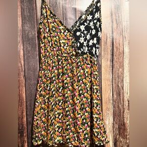 Urban Renewal Floral Mini Dress - Black and Multicolor